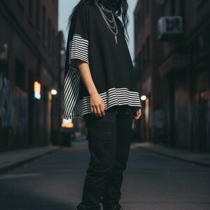 Boxy Striped Turtleneck Top | Modern Y2K Style